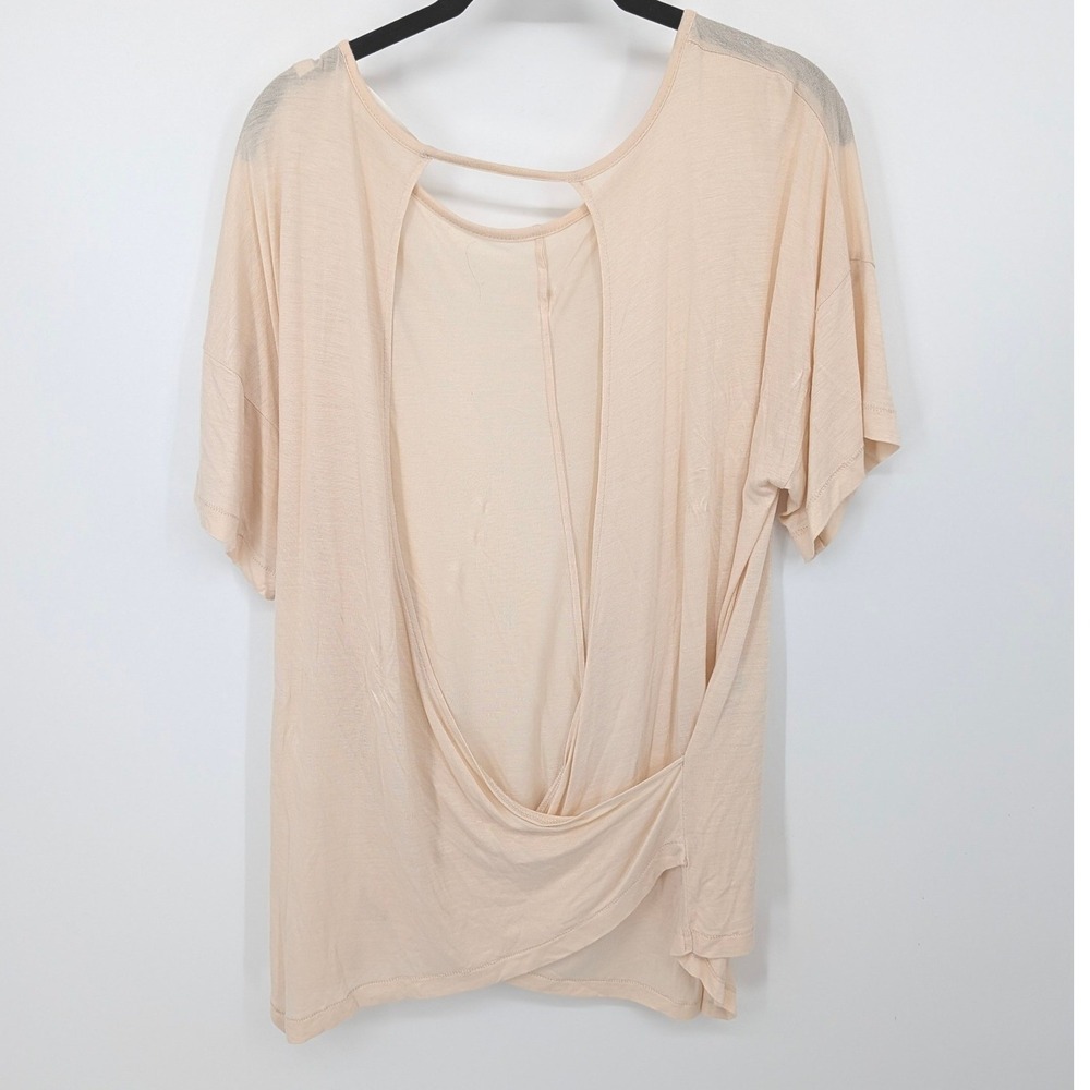 10 Crosby Derek Lam T Shirt Women Small Nude Open Drape Back Viscose Lightweight